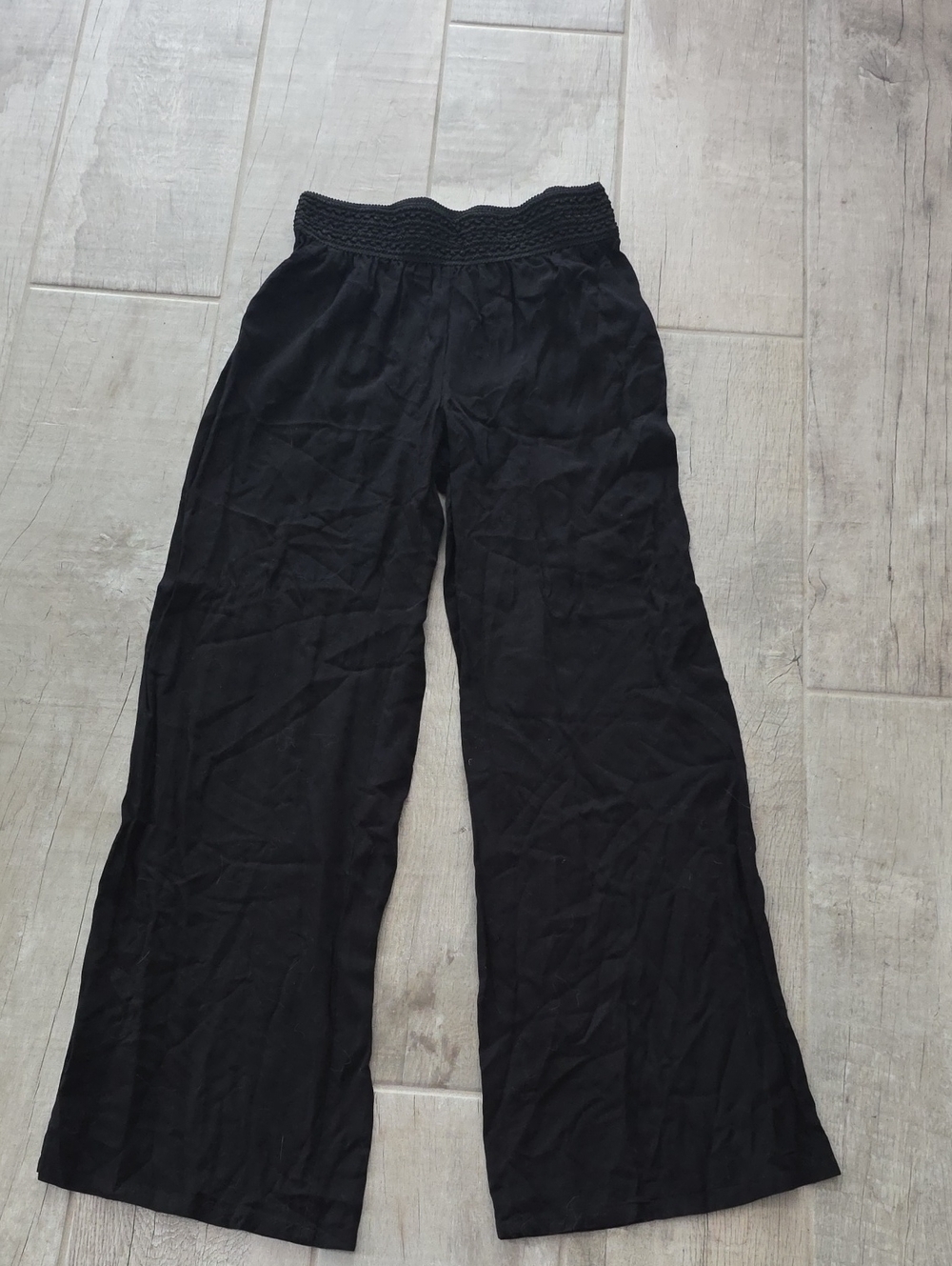 Joe B Black Wide-Leg Smocked High Waist Pants